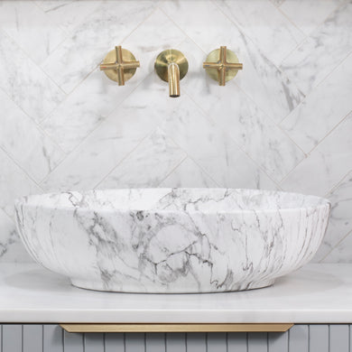 Ellipse 520mm x 395mm Above-Counter Basin, Matte Carrara