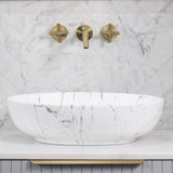 Ellipse 520mm x 395mm Above-Counter Basin, Matte Calacatta