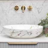 Ellipse 520mm x 395mm Above-Counter Basin, Fired Matte Calacatta