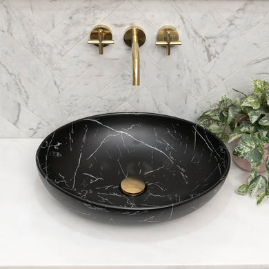 Ellipse 520mm x 395mm Above-Counter Basin, Fired Matte Nero Marquina