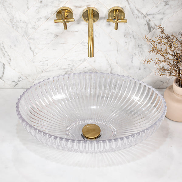 Capara 500mm Above-Counter Glass Basin, Clear Glass