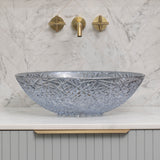Ankara 510mm x 365mm Above-Counter Glass Basin, Blue Glass