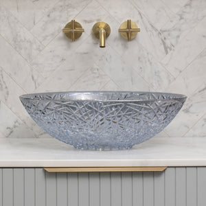 Ankara 510mm x 365mm Above-Counter Glass Basin, Blue Glass
