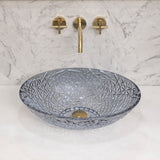 Ankara 510mm x 365mm Above-Counter Glass Basin, Blue Glass