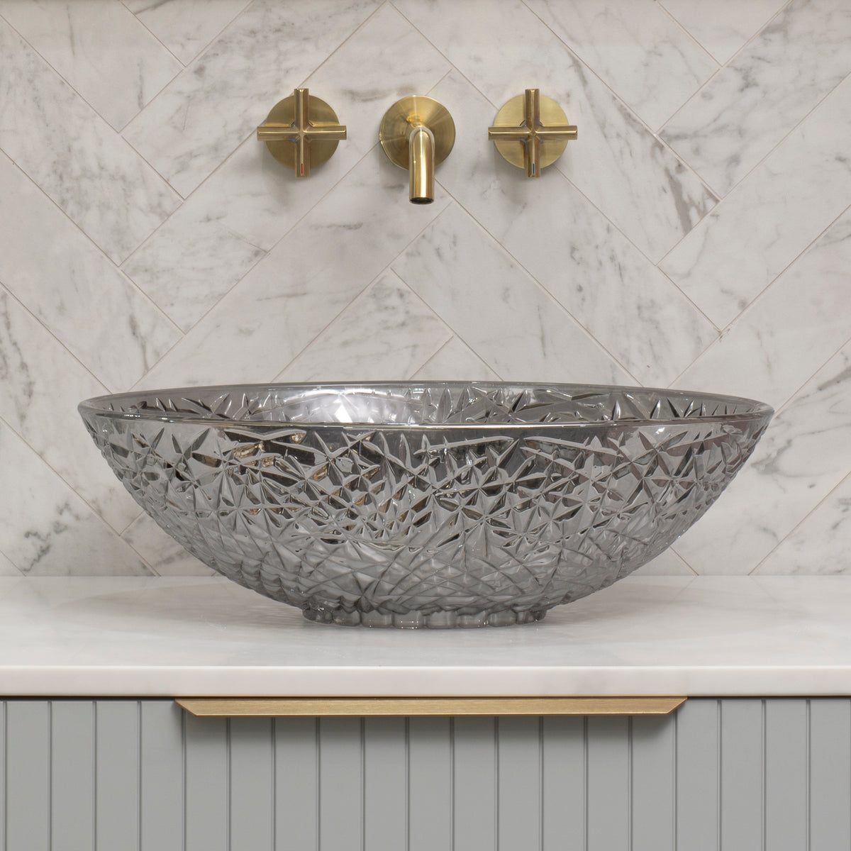Ankara 510mm x 365mm Above-Counter Glass Basin, Smoked Glass