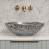 Ankara 510mm x 365mm Above-Counter Glass Basin, Smoke Glass
