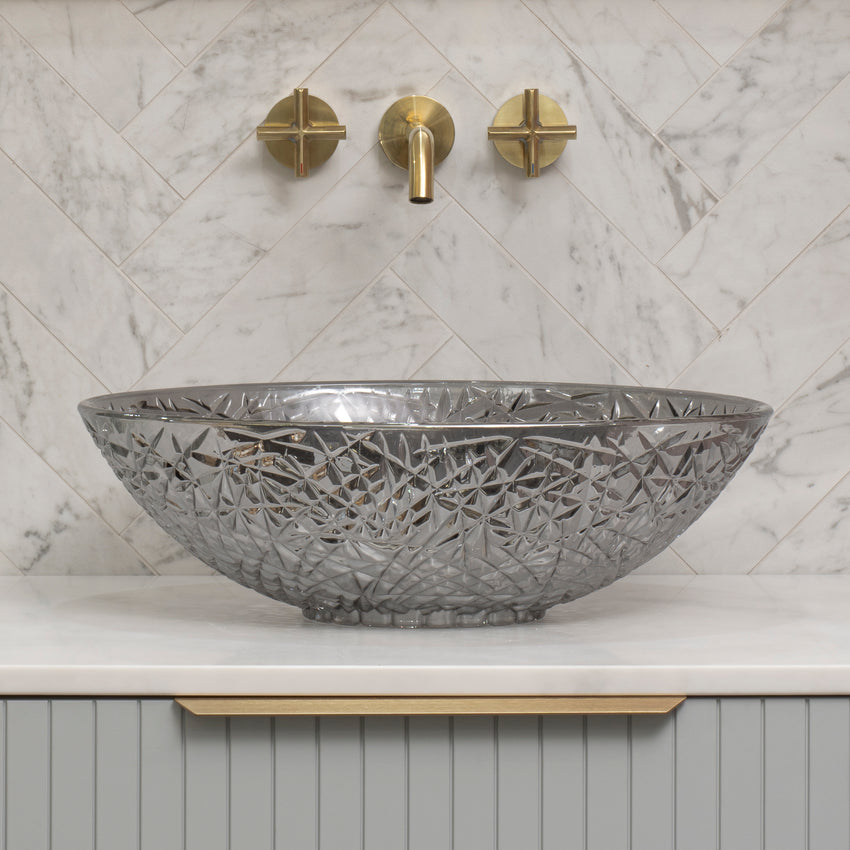 Ankara 510mm x 365mm Above-Counter Glass Basin, Smoked Glass