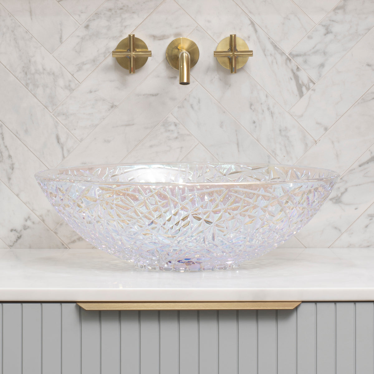 Ankara 510mm x 365mm Above-Counter Glass Basin, Mermaid Glass
