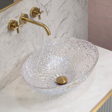 Ankara 510mm x 365mm Above-Counter Glass Basin, Mermaid Glass