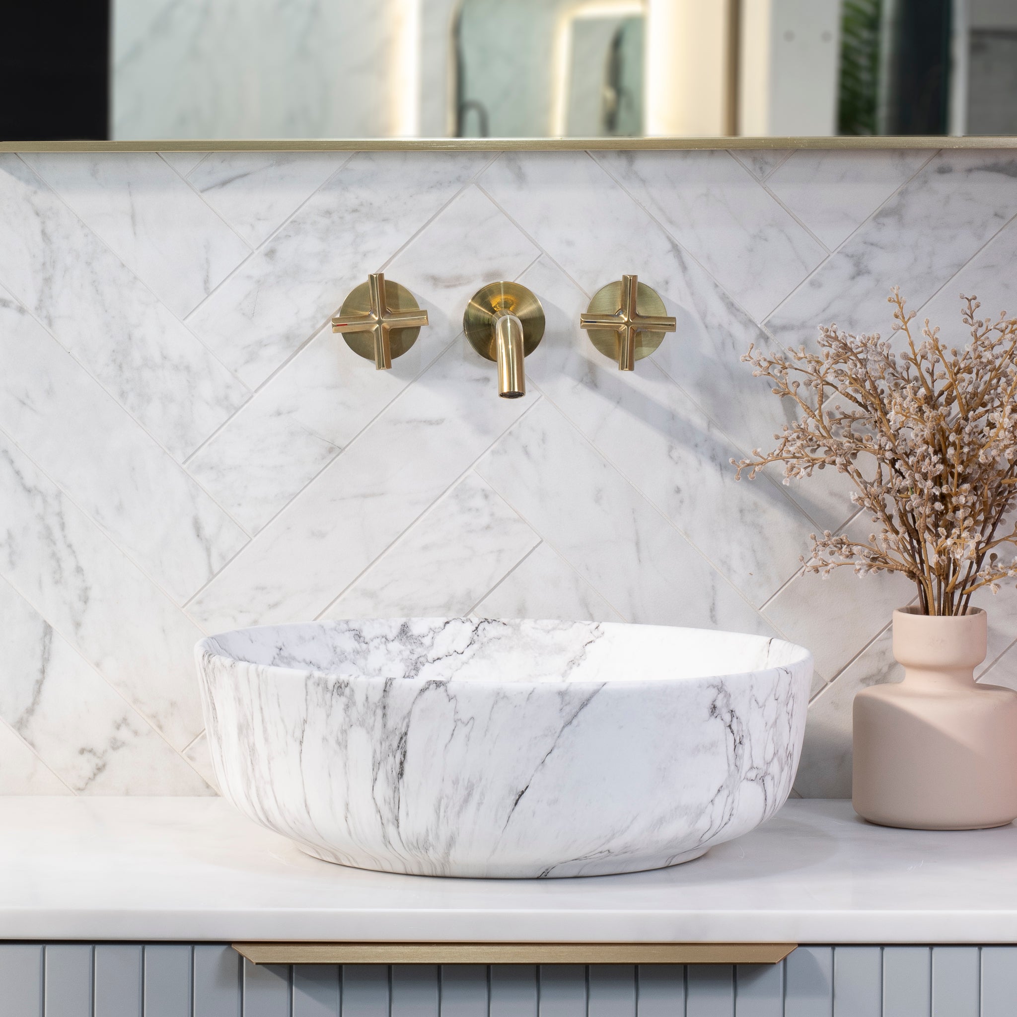 Dove 415mm Above-Counter Basin, Matte Carrara