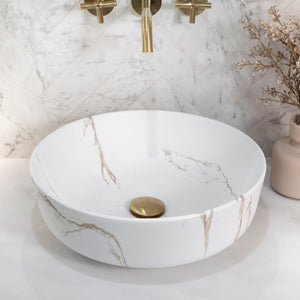 Dove 415mm Above-Counter Basin, Matte Calacatta Gold