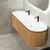 Apri Oval 1800mm Fluted Vanity Cabinet with Double Bowl Artificial Stone Top, Light Oak