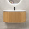 Apri Oval 1000mm Fluted Vanity Cabinet with Single Bowl Artificial Stone Top, Light Oak