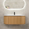 Apri Oval 1200mm Fluted Vanity Cabinet with Single Bowl Artificial Stone Top, Light Oak