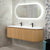 Apri Oval 1800mm Fluted Vanity Cabinet with Double Bowl Artificial Stone Top, Light Oak