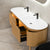 Apri Oval 1800mm Fluted Vanity Cabinet with Double Bowl Artificial Stone Top, Light Oak