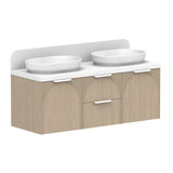 ADP Archie Door & Drawer Wall Hung 1350mm Double Bowl Vanity Cabinet