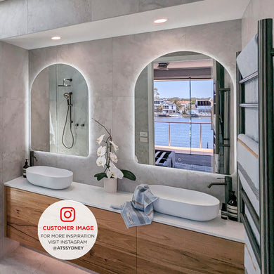 Arco Arch 700mm x 1000mm Backlit LED Frameless Mirror with Polished Edge and Demister