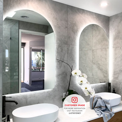 Arco Arch 700mm x 1000mm Backlit LED Frameless Mirror with Polished Edge and Demister