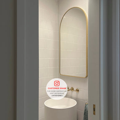 *Clearance* Arco Arch 550mm x 1000mm Framed Mirror, Brushed Brass (Gold) Frame