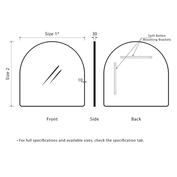 Arco Arch 1000mm x 1000mm Mirror with Matte White Frame