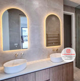 Arco Arch 550mm x 1000mm LED Mirror with Frosted Glass Border and Demister