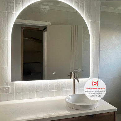 Arco Arch 1150mm x 1000mm Backlit LED Frameless Mirror with Polished Edge and Demister