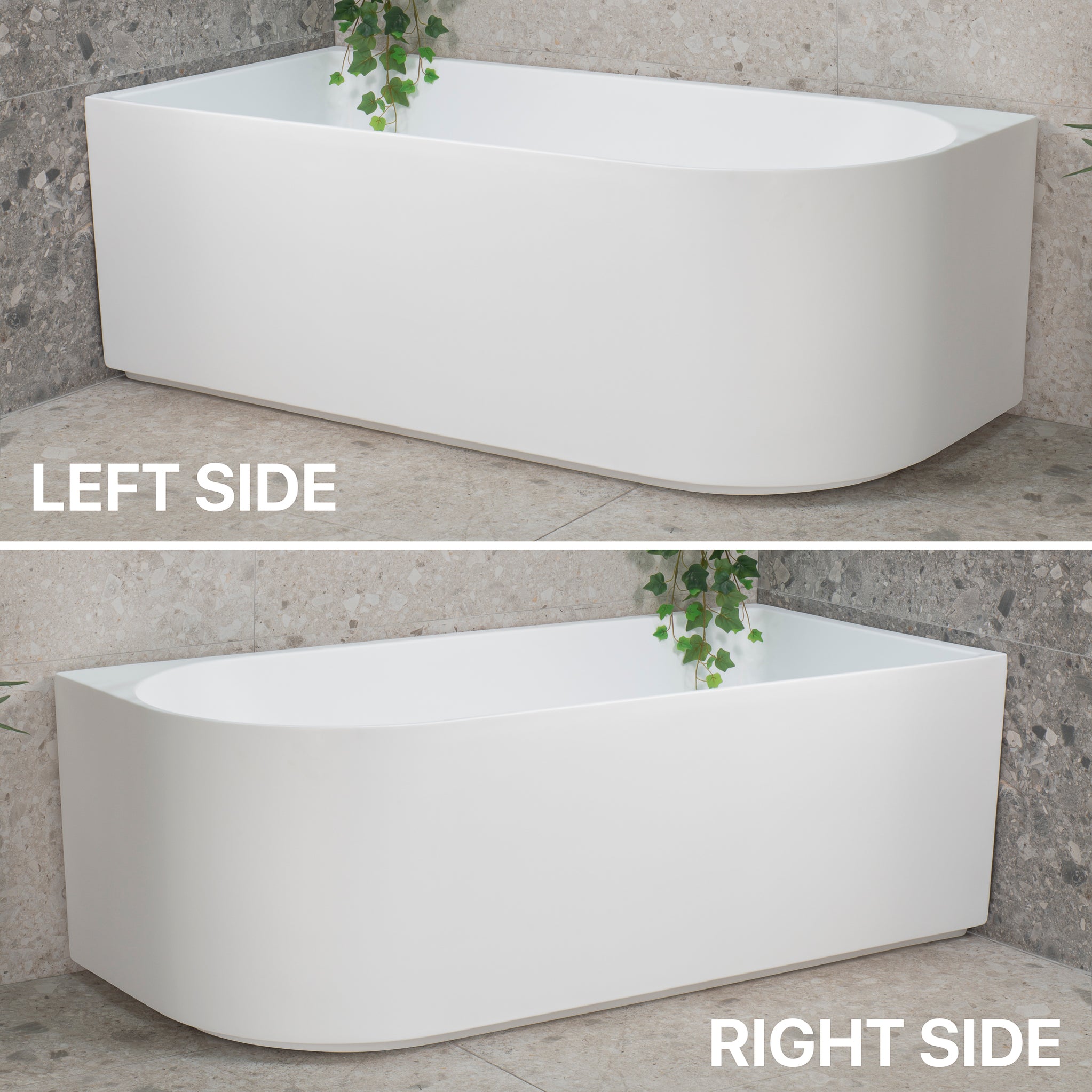Arco 1600mm Left Corner Freestanding Bath, Gloss White — ATS Tiles & Bathrooms