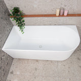 Arco 1600mm left corner bathtub in gloss white, top view