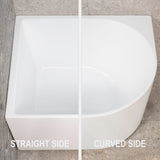 Comparison of the Arco corner bathtub curved side and straight side in white