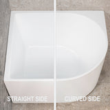 Comparison of the Arco corner bathtub curved side and straight side in white