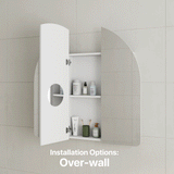 Arco Arch 1000mm x 1000mm Mirrored Shaving Cabinet, Matte White