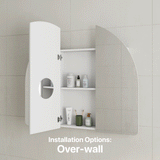 *Clearance* Arco Arch 1150mm x 1000mm Mirrored Shaving Cabinet, Matte White