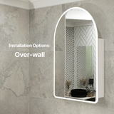 *Clearance* Arco Arch 400mm x 800mm Frontlit LED Mirrored Shaving Cabinet, Matte White