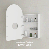 *Clearance* Arco Arch 550mm x 1000mm Mirrored Shaving Cabinet, Matte White