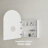 Arco Arch 700mm x 1000mm Mirrored Shaving Cabinet, Matte White