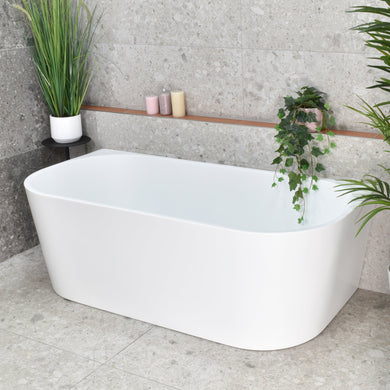 Avalon 1600mm Back to Wall Freestanding Bath, Matte White