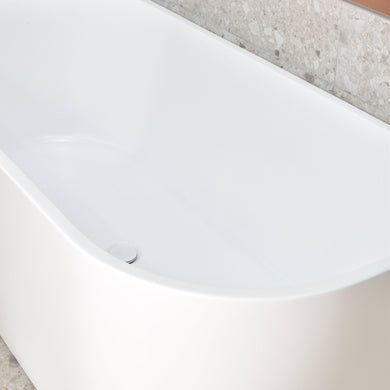 Avalon 1500mm Back to Wall Freestanding Bath, Matte White