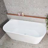Avalon 1600mm Back to Wall Freestanding Bath, Matte White
