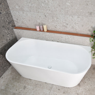 Avalon 1600mm Back to Wall Freestanding Bath, Matte White