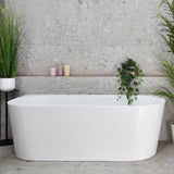 Avalon 1700mm Back to Wall Freestanding Bath, Matte White *Clearance Stock*