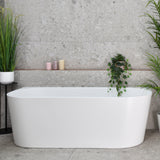 Avalon 1600mm Back to Wall Freestanding Bath, Matte White