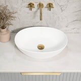 Byron Egg Oval 480mm x 350mm Artificial Stone Above-Counter Basin, Gloss White