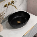 Byron Egg Oval 480mm x 350mm Artificial Stone Above-Counter Basin, Matte Black