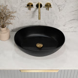 Byron Egg Oval 480mm x 350mm Artificial Stone Above-Counter Basin, Matte Black