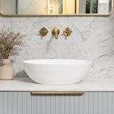 Byron Egg Oval 480mm x 350mm Artificial Stone Above-Counter Basin, Matte White