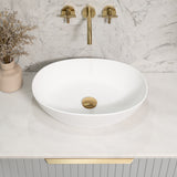Byron Egg Oval 480mm x 350mm Artificial Stone Above-Counter Basin, Matte White