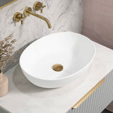 Byron Egg Oval 540mm x 400mm Artificial Stone Above-Counter Basin, Gloss White