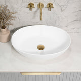 Byron Egg Oval 540mm x 400mm Artificial Stone Above-Counter Basin, Gloss White