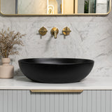 Byron Egg Oval 540mm x 400mm Artificial Stone Above-Counter Basin, Matte Black